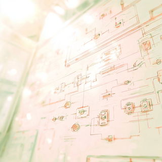 Cloudwire Littoral style, Midjourney V7: technical infrastructure blueprint schematics