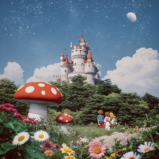 Anthraquinone Elsewhere style, Midjourney V7: retro fairy-tale illustration