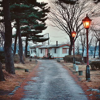 Anthraquinone Elsewhere style, Midjourney V7: realistic landscape photograph of quiet dawn