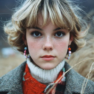 Anthraquinone Elsewhere style, Midjourney V7: photographic portrait of female protagonist
