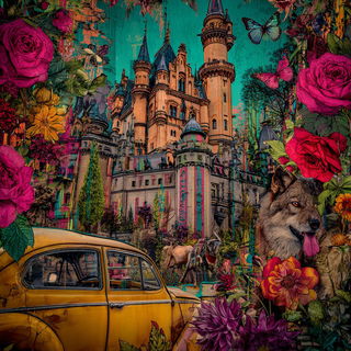 Cinematessera style, Midjourney V7: retro fairy-tale illustration