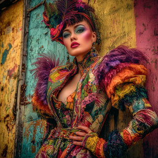 Cinematessera style, Midjourney V7: haute-couture fashion outfit