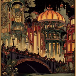 Puppetgothic style, Midjourney V7: megacity with futuristic bioarchitecture