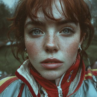 Colossogarden style, Midjourney V7: photographic portrait of female protagonist