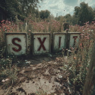 Colossogarden style, Midjourney V7: typographic composition with large letters