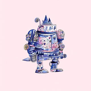 Folkloric Celcollage style, Midjourney V7: concept art character design of retropunk steam knight