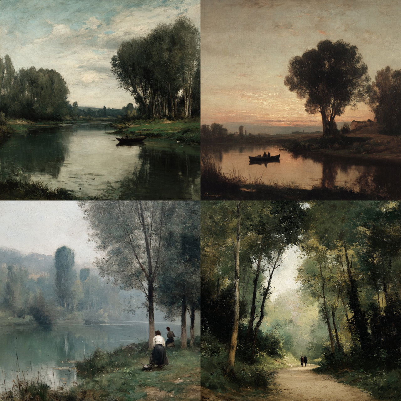 Camille Corot style, Midjourney V7, render 1 of 4