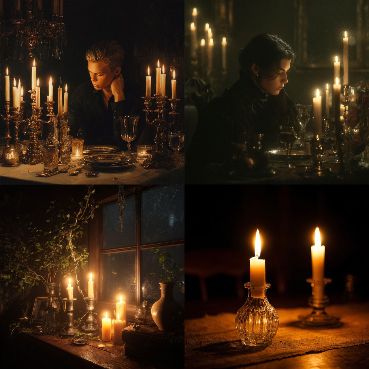 Candlelit style, Midjourney V7, render 1 of 4