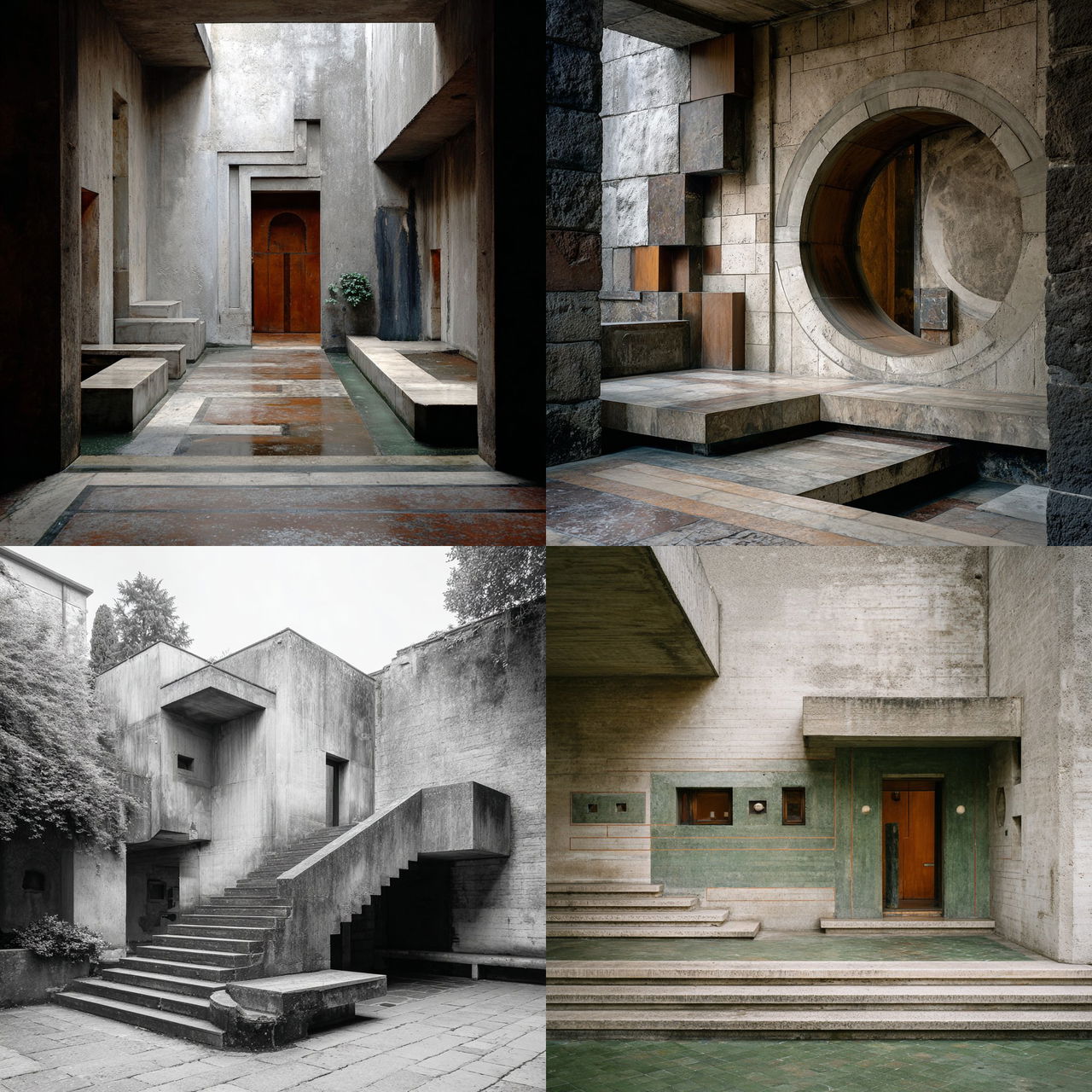 Carlo Scarpa style, Midjourney V7, render 1 of 4