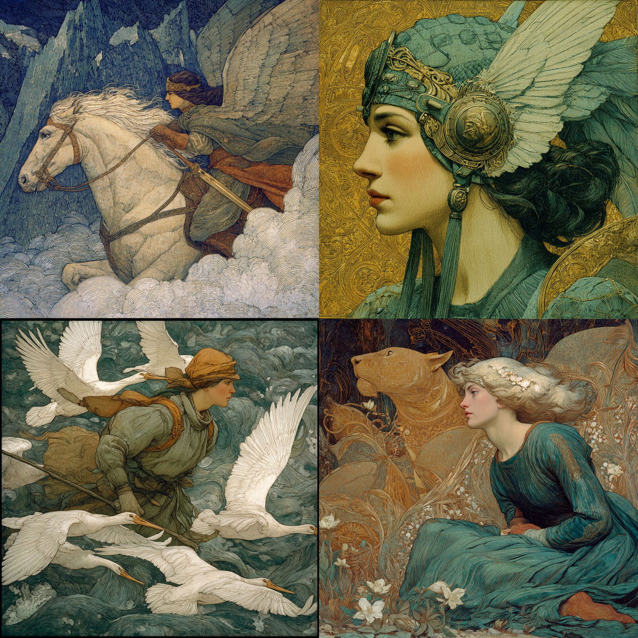 Carlos Schwabe style, Midjourney V7, render 1 of 4
