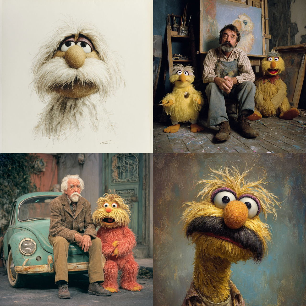 Caroll Spinney style, Midjourney V7, render 1 of 4