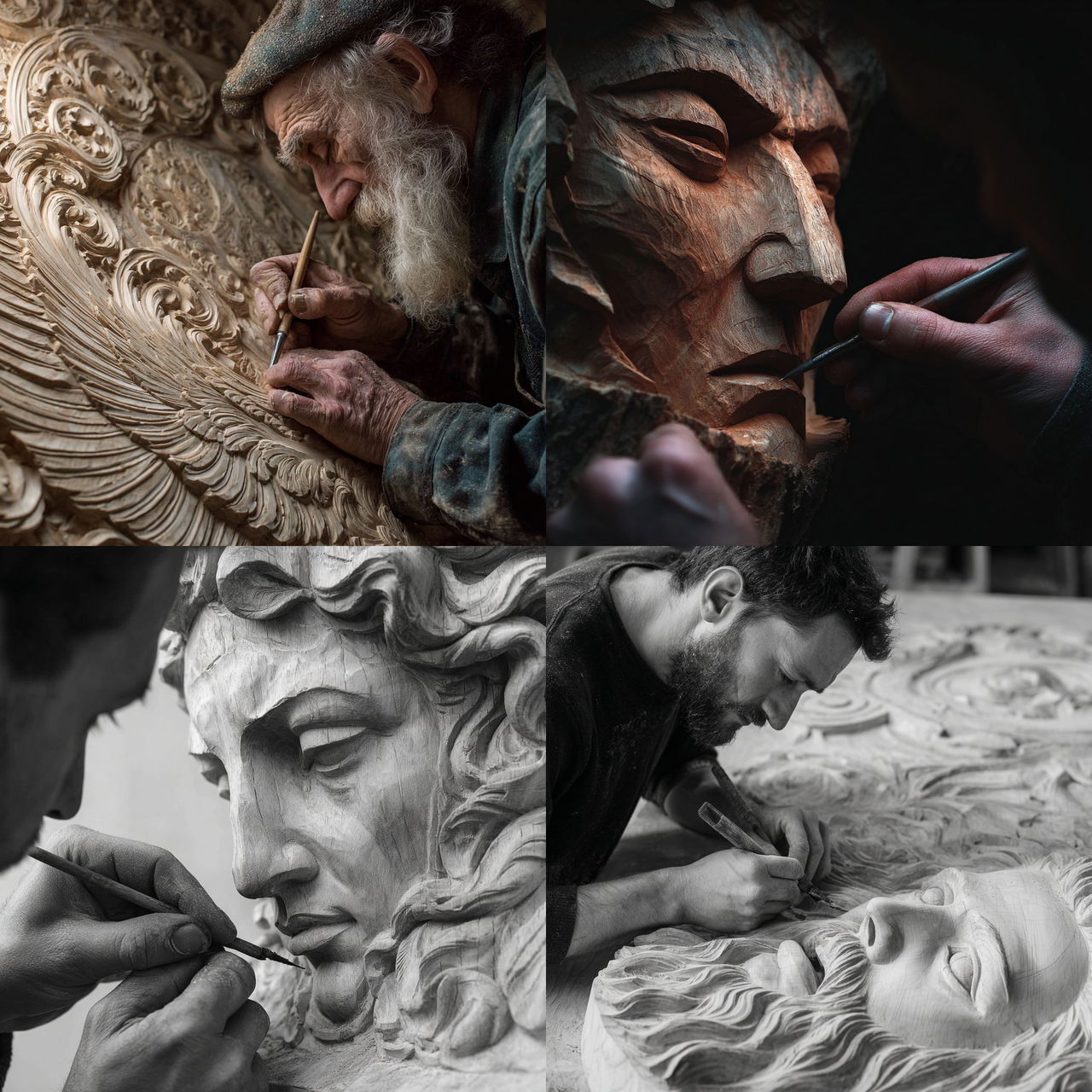 Carving style, Midjourney V7, render 1 of 4