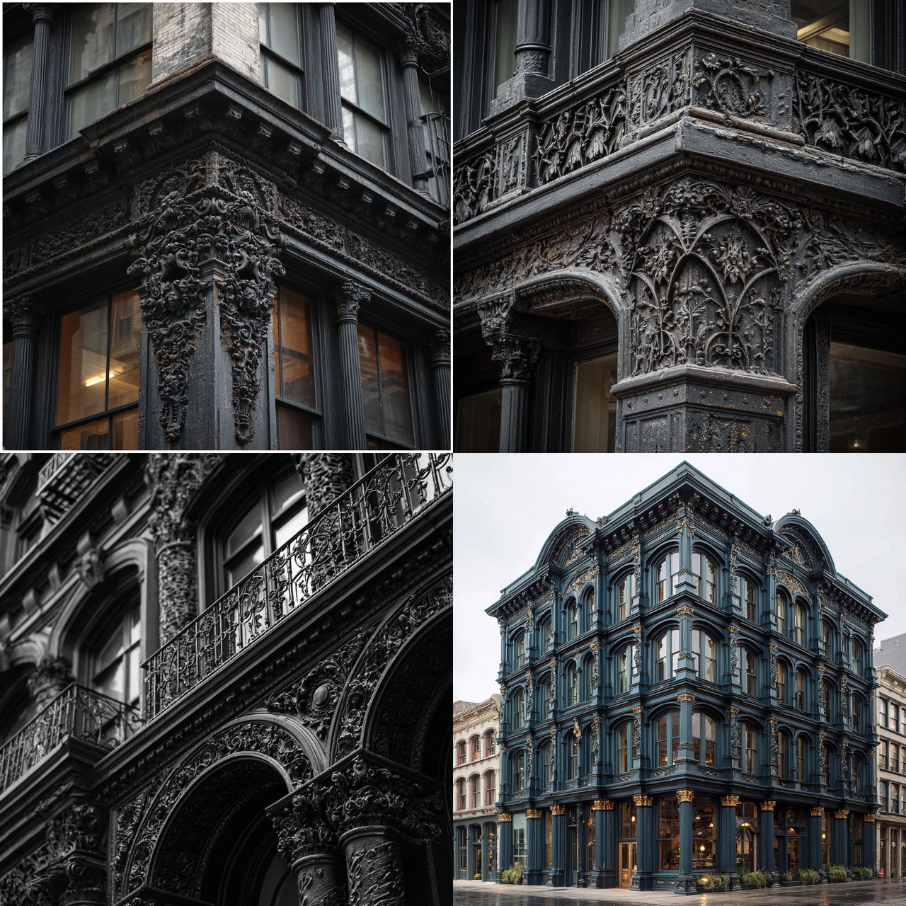 Cast-iron architecture style, Midjourney V7, render 1 of 4