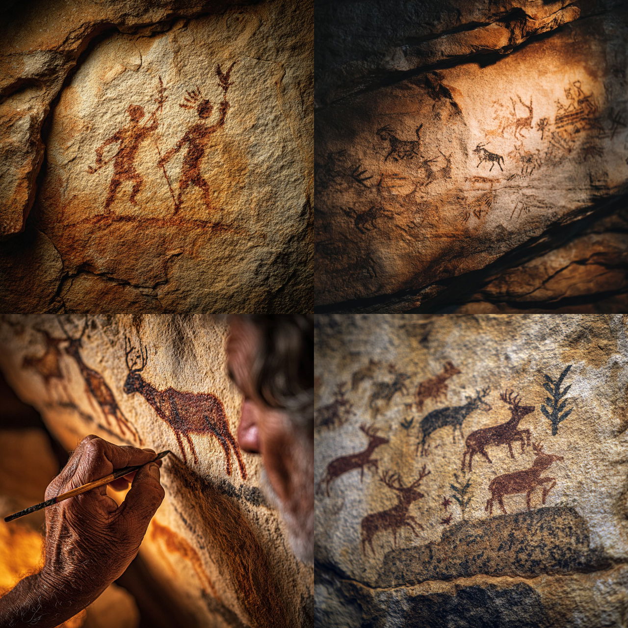 Cave painting style, Midjourney V7, render 1 of 4