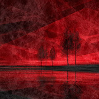 Clinkerblood style, Midjourney V7: realistic landscape photograph of quiet dawn