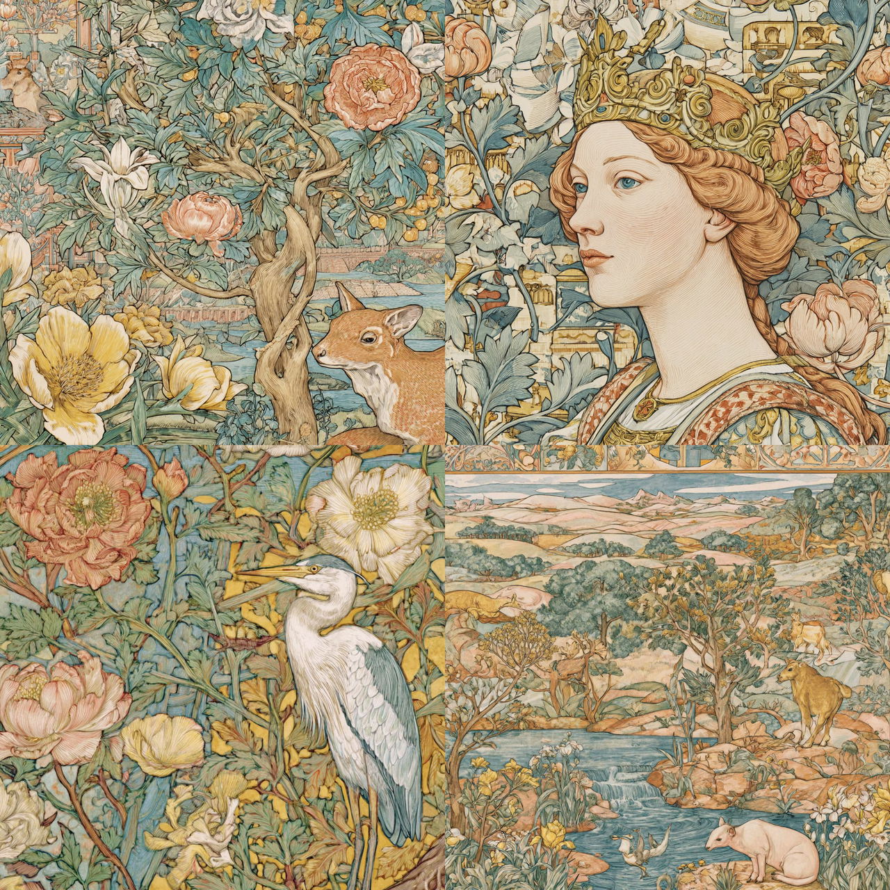 Botanical Nouveau style, Midjourney V7, render 1 of 4