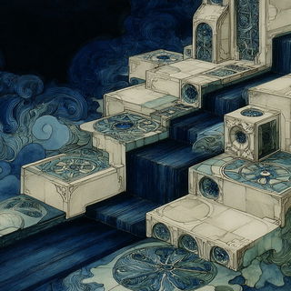 Heraldic Wildwoodism style, Midjourney V7: abstract 3D render