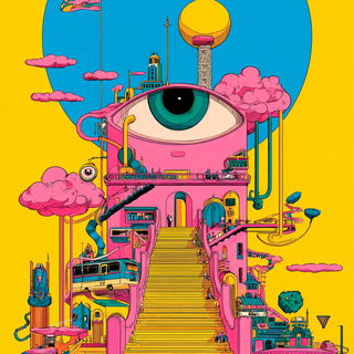 Flamingo Mechanodrama style, Midjourney V7: abstract 3D render