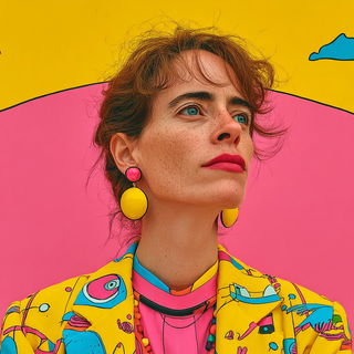 Flamingo Mechanodrama style, Midjourney V7: photographic portrait of female protagonist