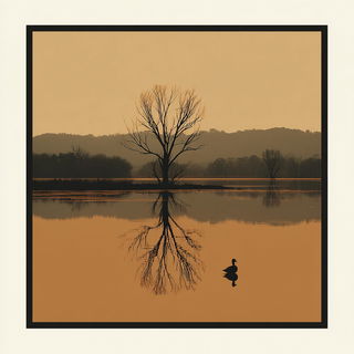 Geodic Screenarch style, Midjourney V7: realistic landscape photograph of quiet dawn