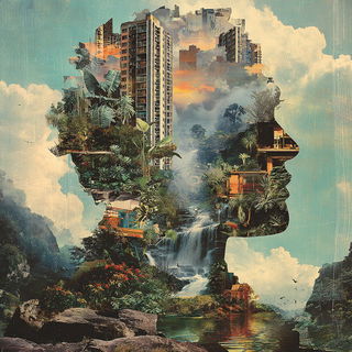 Tealocene style, Midjourney V7: megacity with futuristic bioarchitecture