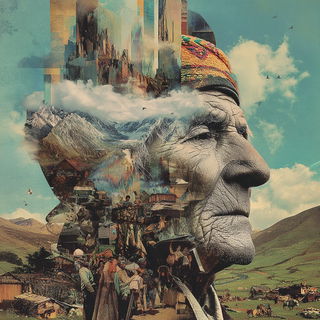 Tealocene style, Midjourney V7: traditional folk art