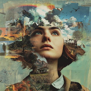 Tealocene style, Midjourney V7: photographic portrait of female protagonist