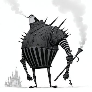 Blackwing Transit style, Midjourney V7: concept art character design of retropunk steam knight