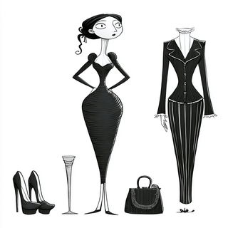 Blackwing Transit style, Midjourney V7: haute-couture fashion outfit