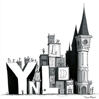 Blackwing Transit style, Midjourney V7: typographic composition with large letters