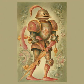 Herbastellurgy style, Midjourney V7: concept art character design of retropunk steam knight