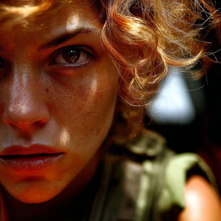 Sporascape style, Midjourney V7: photographic portrait of female protagonist