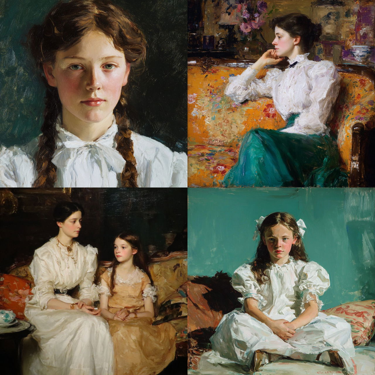 Cecilia Beaux style, Midjourney V7, render 1 of 4