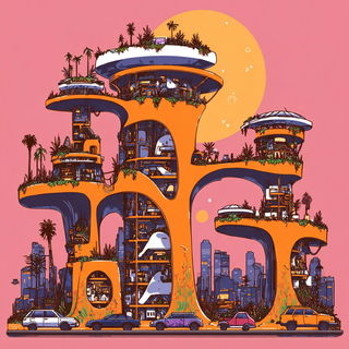 Archfire Vitreography style, Midjourney V7: megacity with futuristic bioarchitecture