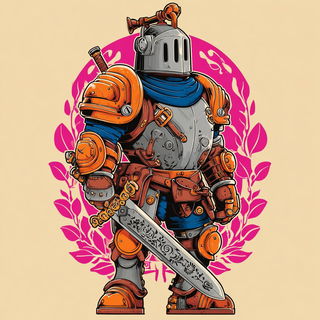 Archfire Vitreography style, Midjourney V7: concept art character design of retropunk steam knight