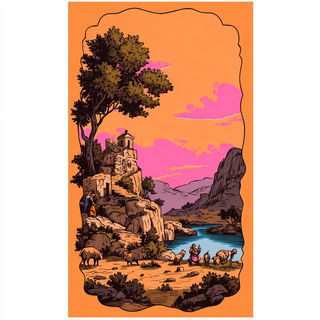 Archfire Vitreography style, Midjourney V7: classical 18th-century oil painting