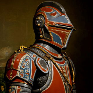Robes Andromeda style, Midjourney V7: concept art character design of retropunk steam knight