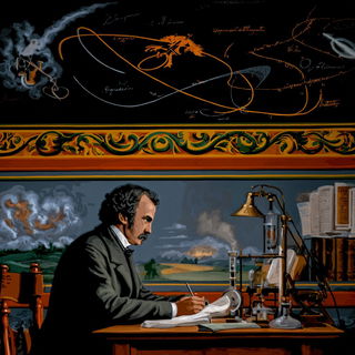 Robes Andromeda style, Midjourney V7: editorial illustration for popular scientific magazine cover