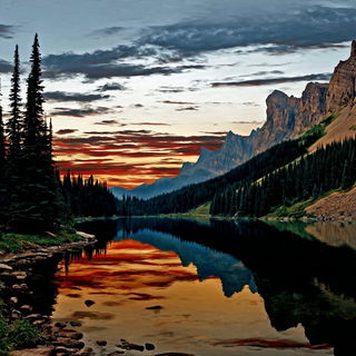 Robes Andromeda style, Midjourney V7: realistic landscape photograph of quiet dawn