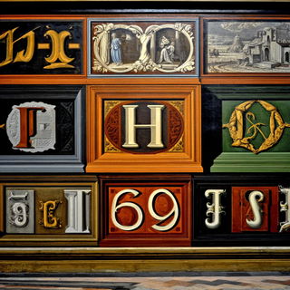 Robes Andromeda style, Midjourney V7: typographic composition with large letters
