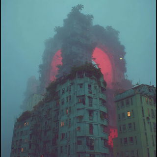 Neon Cenobitics style, Midjourney V7: megacity with futuristic bioarchitecture
