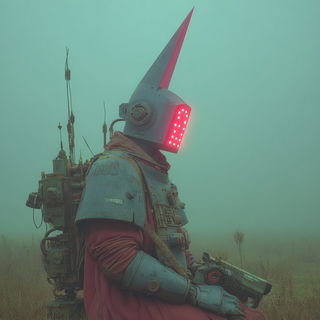 Neon Cenobitics style, Midjourney V7: concept art character design of retropunk steam knight