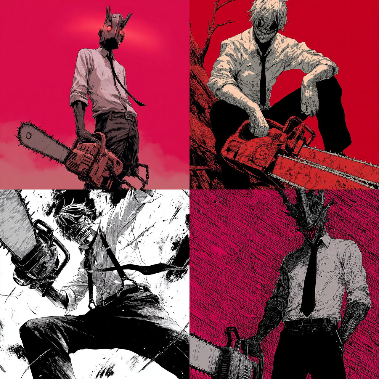 Chainsaw Man style, Midjourney V7, render 1 of 4