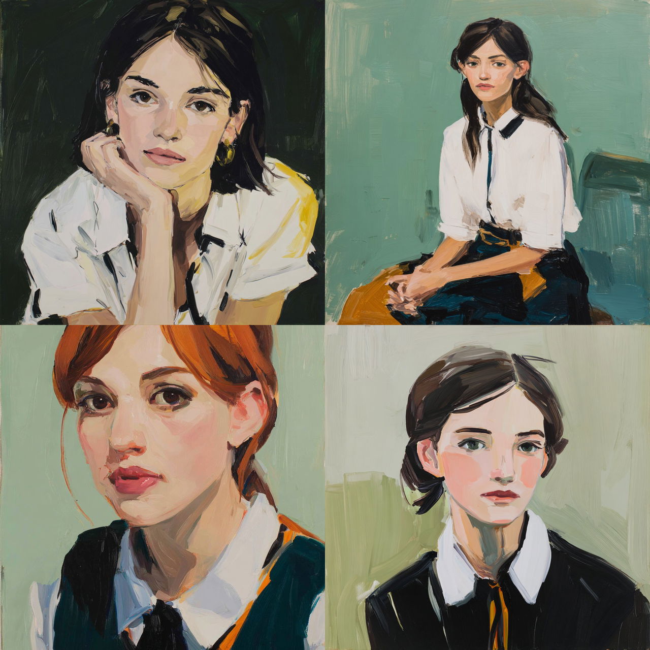Chantal Joffe style, Midjourney V7, render 1 of 4