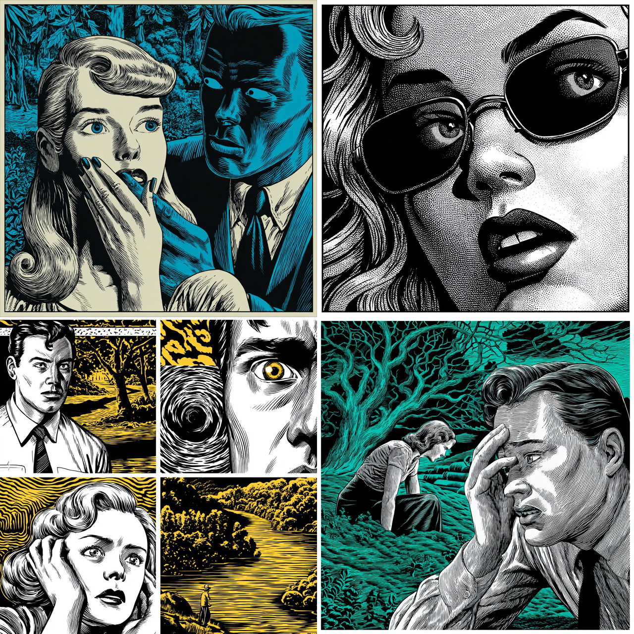 Charles Burns style, Midjourney V7, render 1 of 4