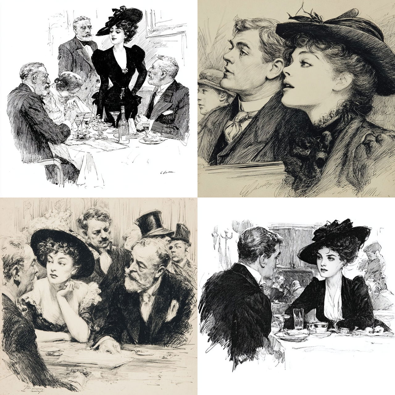 Charles Dana Gibson style, Midjourney V7, render 1 of 4