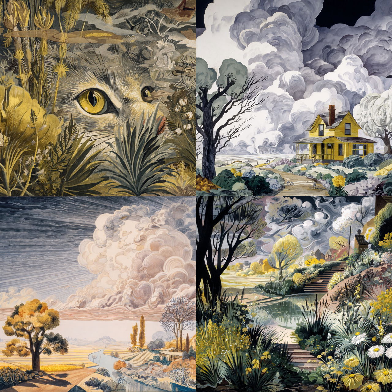 Charles E. Burchfield style, Midjourney V7, render 1 of 4