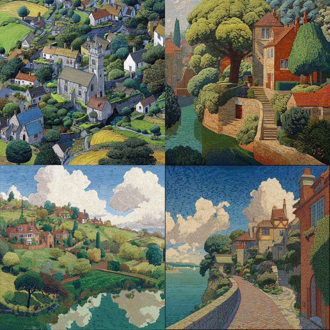 Charles Ginner style, Midjourney V7, render 1 of 4