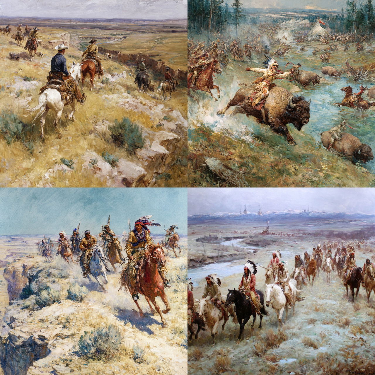 Charles Marion Russell style, Midjourney V7, render 1 of 4