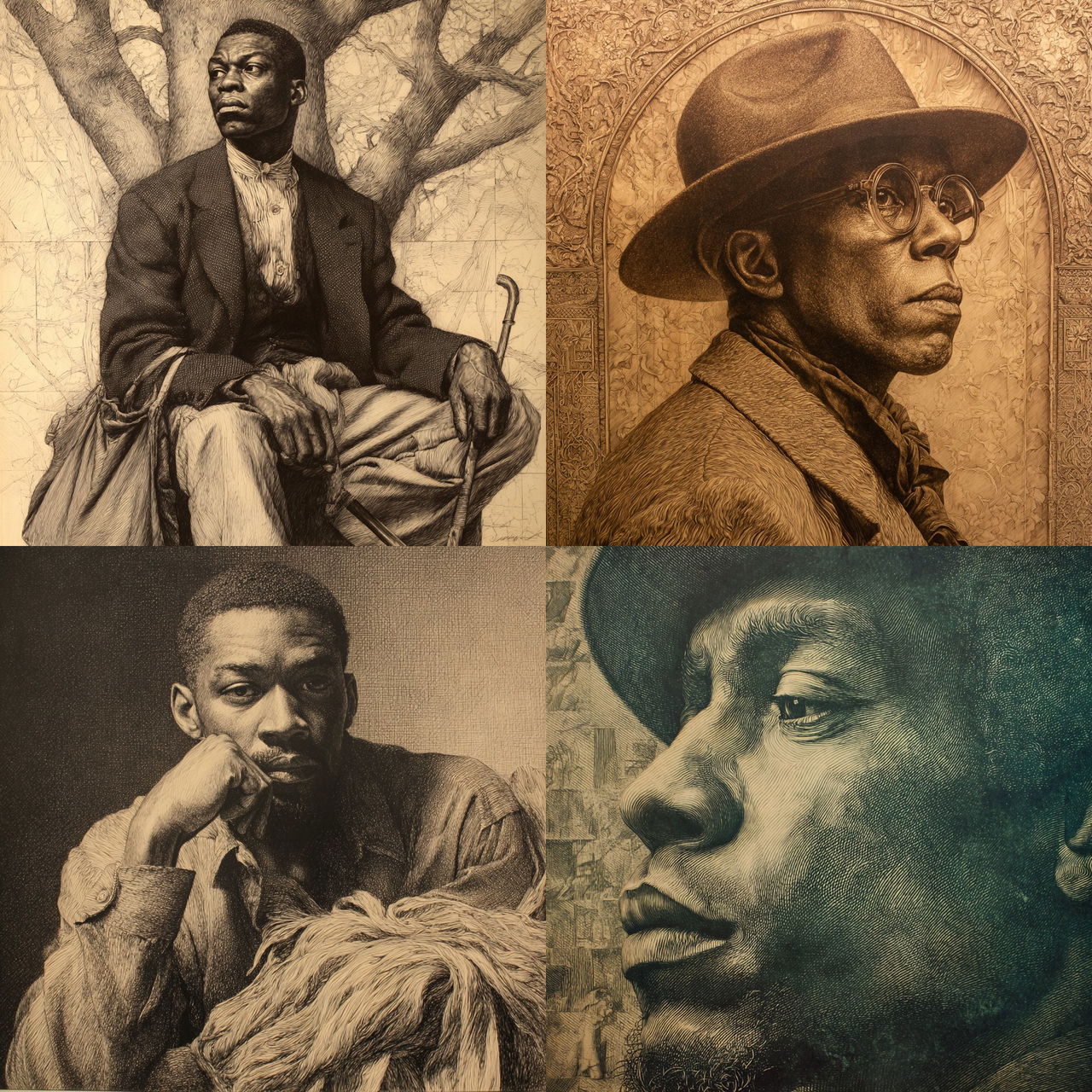 Charles White style, Midjourney V7, render 1 of 4
